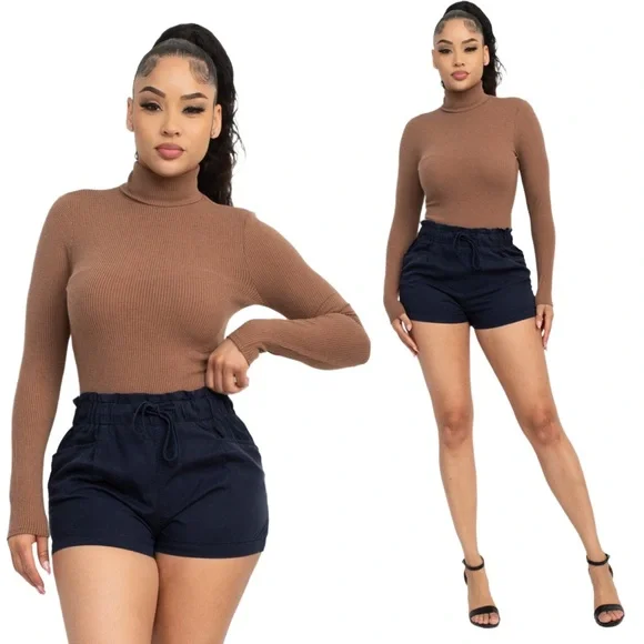 Elegant Brown Ribbed Bodysuit - Picture 4 of 9